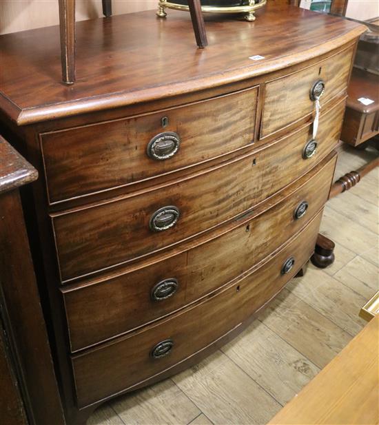 An early 19th century mahogany bowfront chest, W.108cm